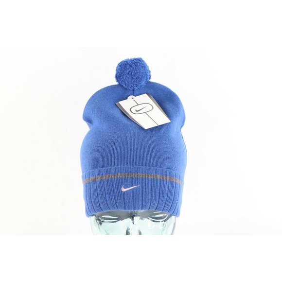 NOS Vintage Nike Travis Scott Mini Swoosh Winter Beanie Hat Cap Blue Womens